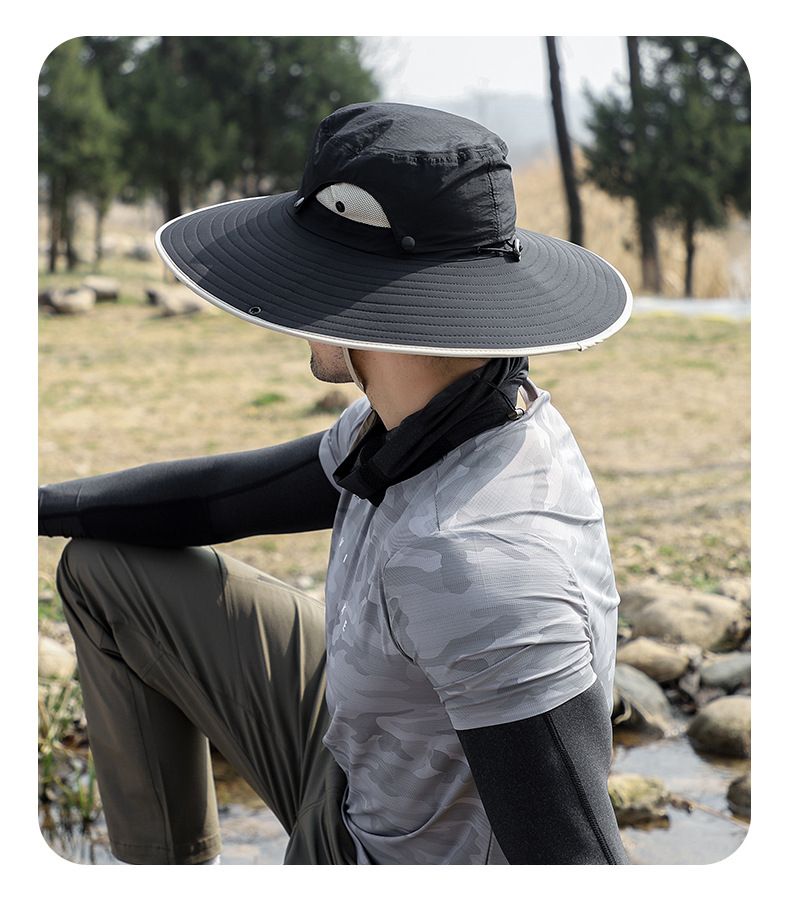 Men's Mesh Breathable Fisherman Hat - Detachable Top & UPF 50+ Sun Protection For Summer Fishing_voghion.com