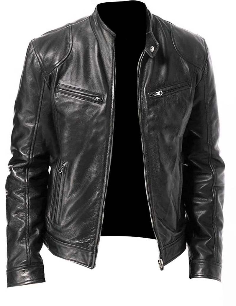 Herren Lederjacke Bomber Motorrad Biker Pu Leder Casual Loose Fit Kunstjacke für Männer_voghion.com
