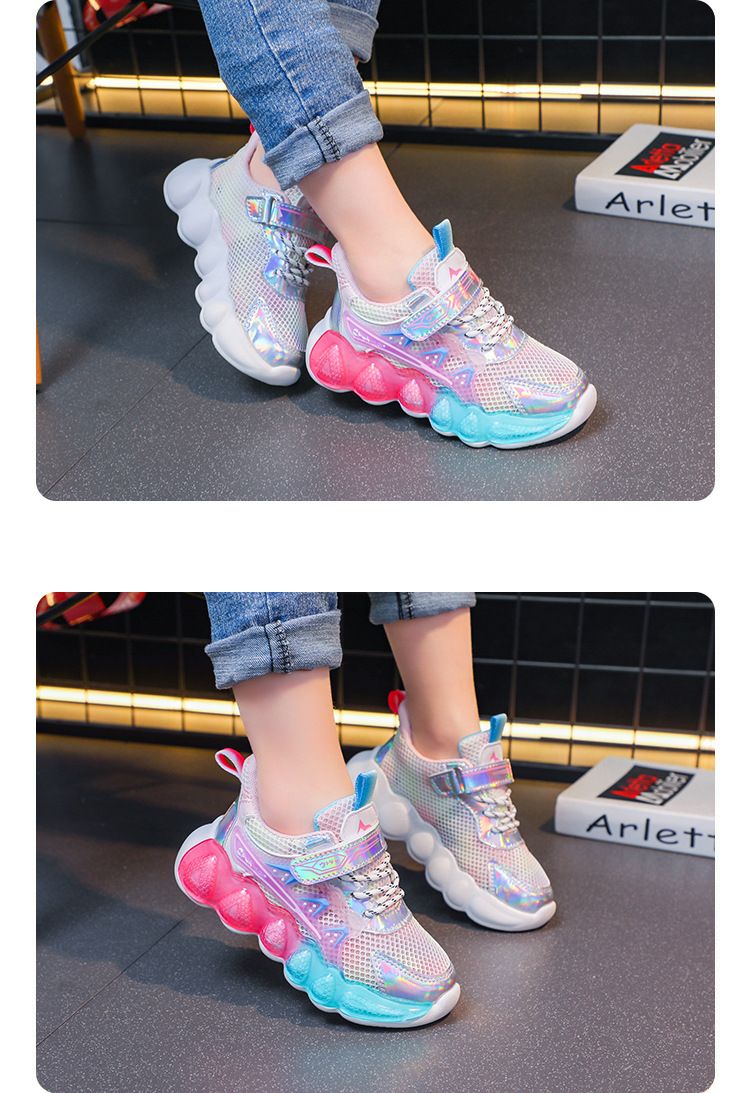Kindersport 2024 Frühjahr/Sommer Neue atmungsaktive Mesh-Mädchenschuhe, leichte Laufschuhe mit weicher Sohle für Senioren_voghion.com