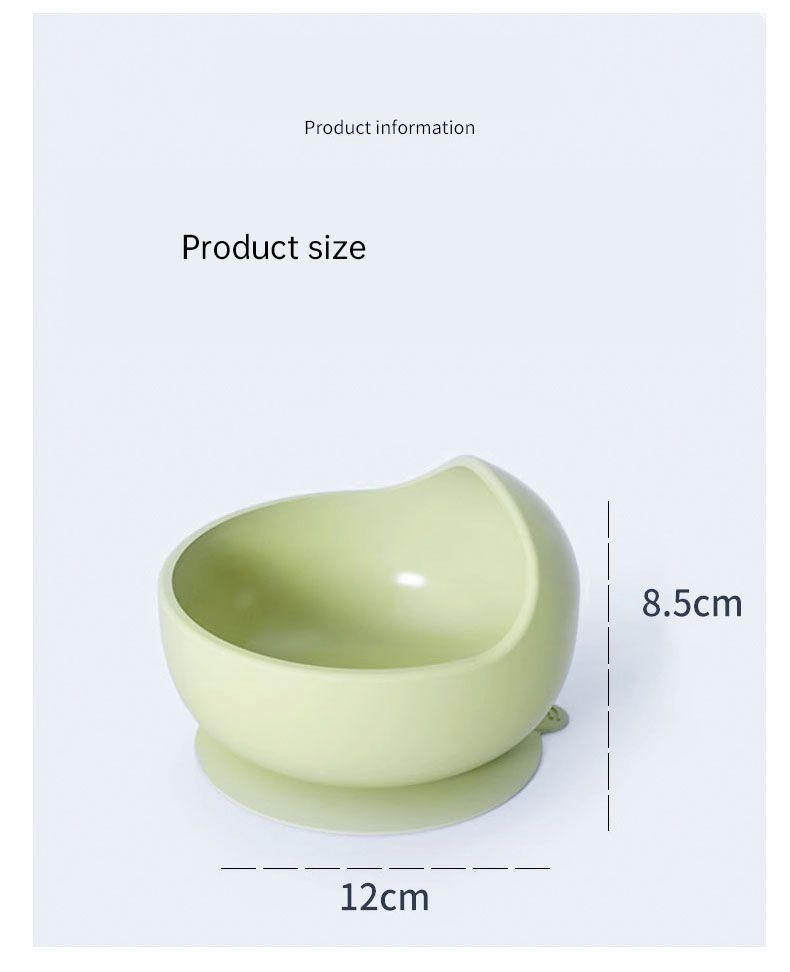 Conjunto de tigelas de alimentação para bebês de silicone de grau alimentício, cor sólida, à prova d'água, tigela de alimentação para crianças com colher, conjunto de talheres para crianças_voghion.com