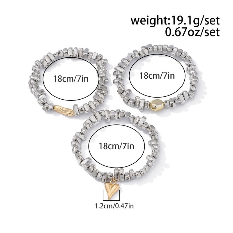 Pulsera apilada con cuentas CCB, con un colgante de corazón de amor, estilo Ins, dulce y fresco, con diseño irregular._voghion.com