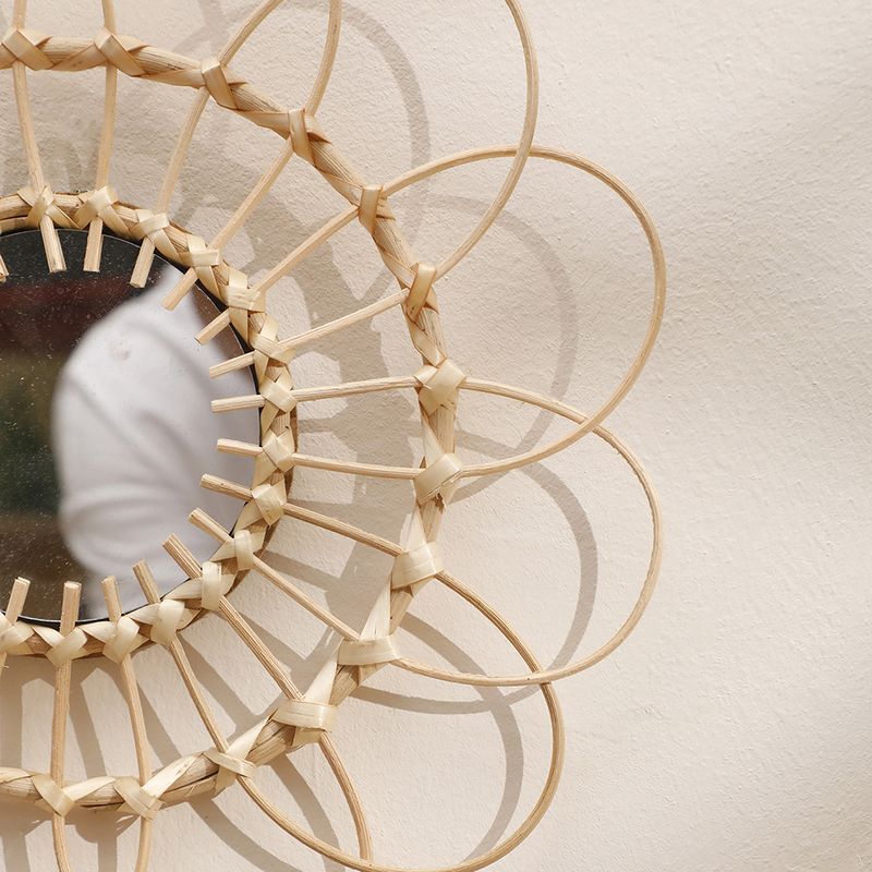 New handmade bamboo acrylic makeup mirror simple home living room entrance wall hanging decoration wholesale_voghion.com