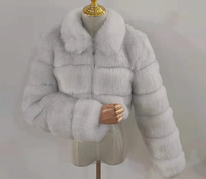 Cappotto in finta pelliccia da donna con pelliccia corta a maniche lunghe_voghion.com