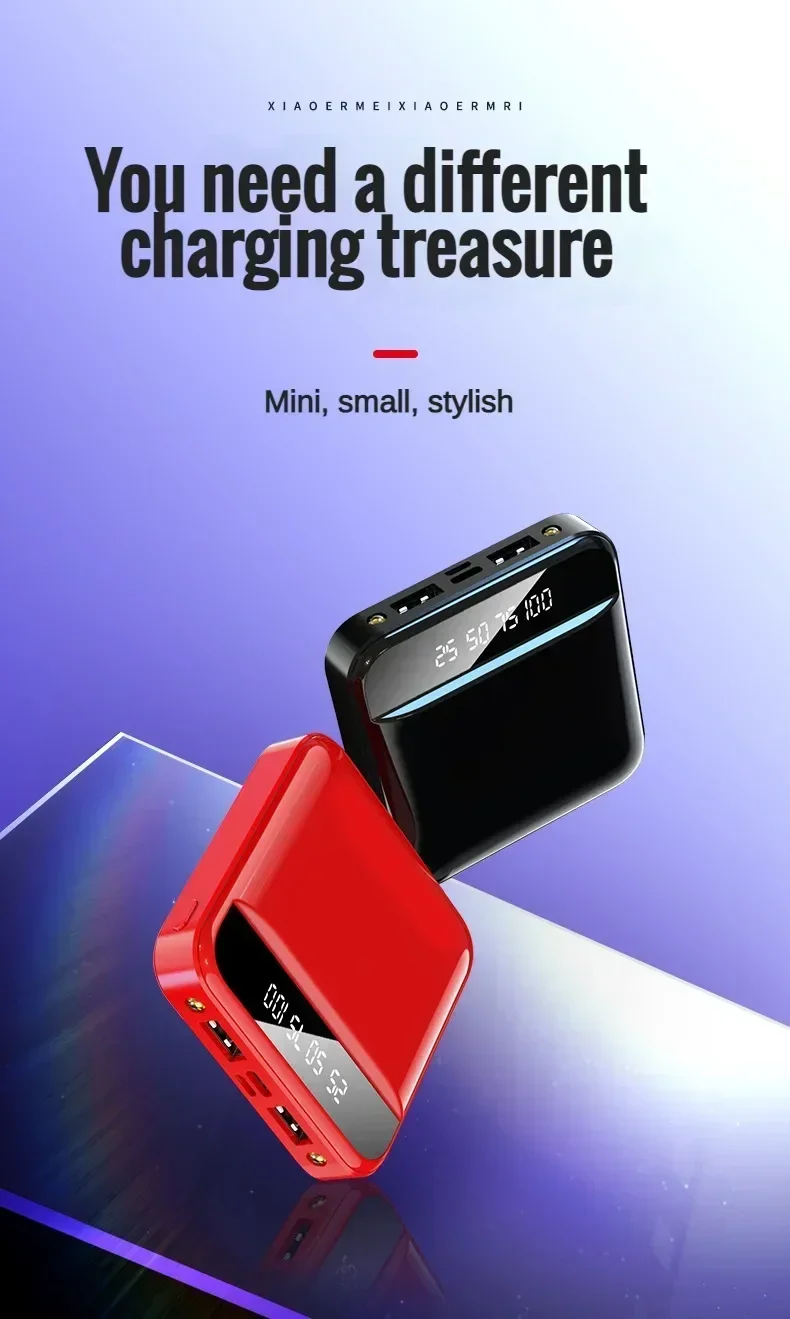 Portable 10000/20000 Mah Fast Charging Display Integrated Cable Dual LED Lighting Mini Power Bank Suitable For All_voghion.com