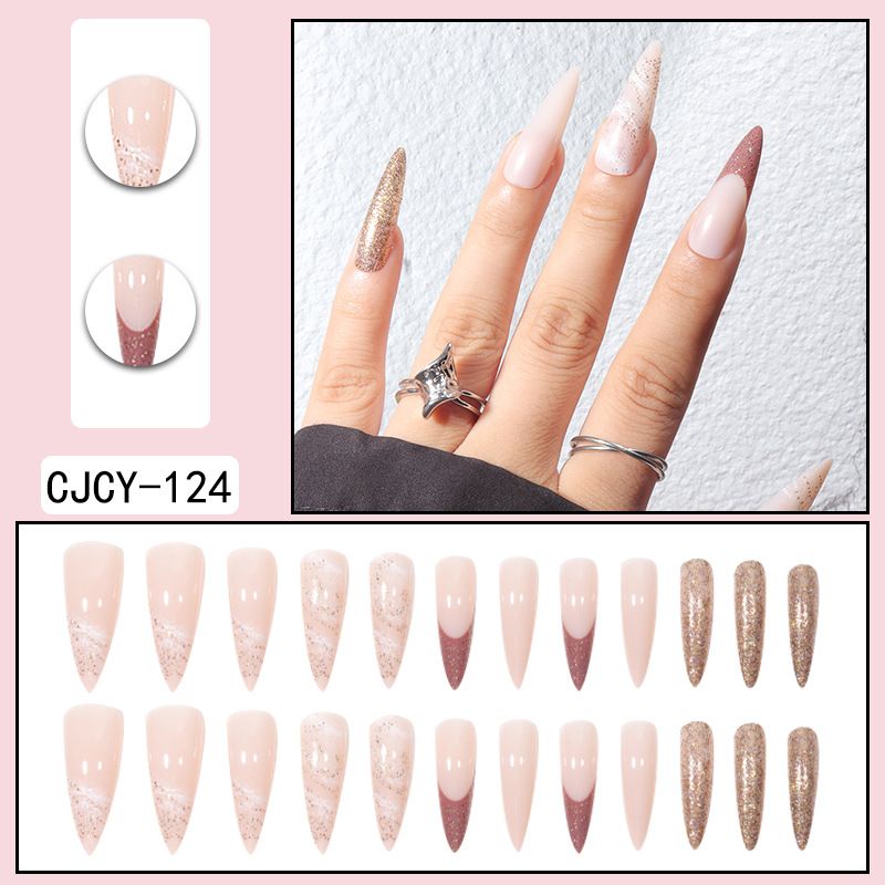 Langes Press-On-Nägel-Set – Aufklebbare Kunstnägel mit Ins-Style-Designs, Acrylnägel mit vollständiger Abdeckung für Frauen, DIY-Maniküre-Set in Salonqualität_voghion.com