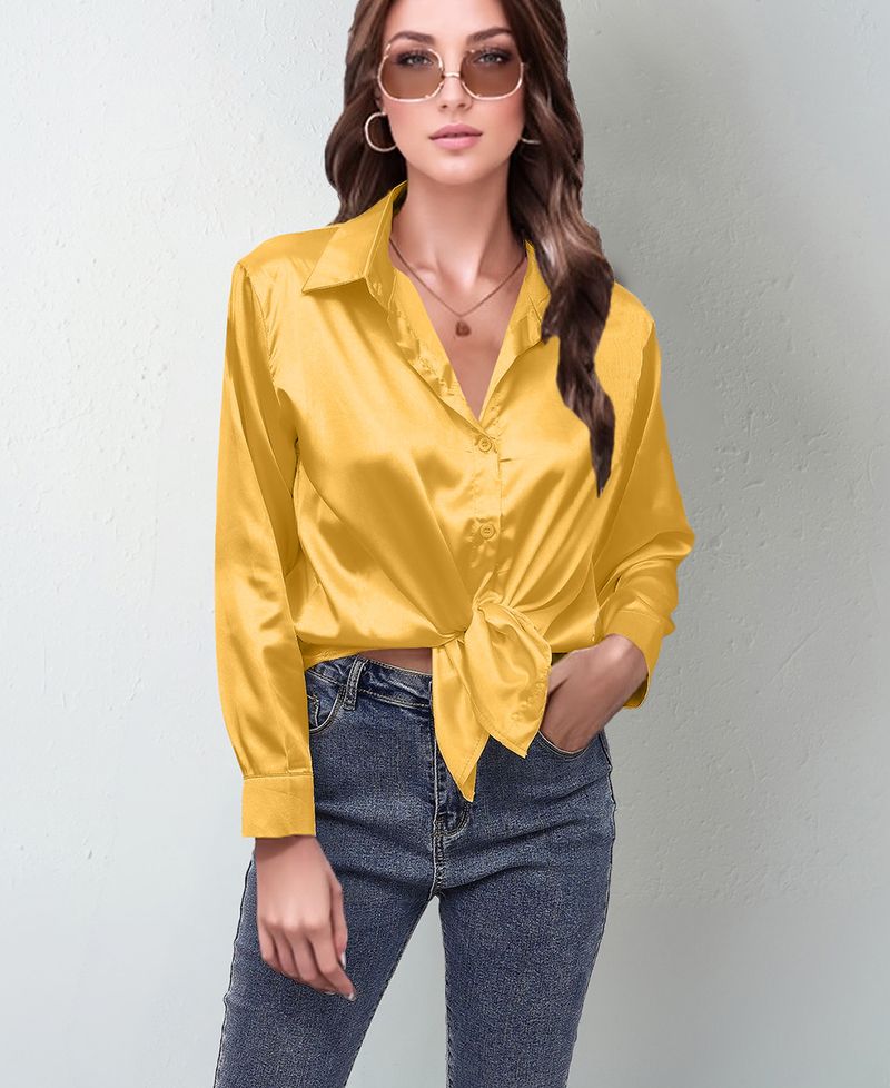 Camicia da donna in raso, nuova primavera estate, camicetta a maniche lunghe in seta, abbigliamento da donna_voghion.com