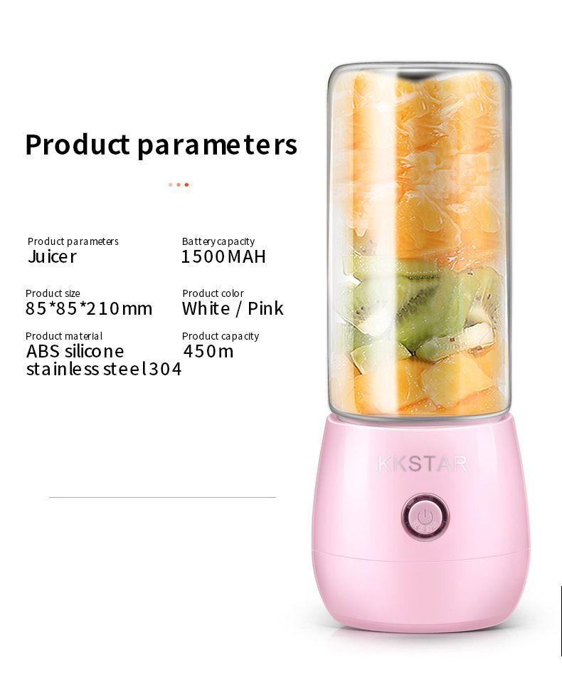 Portable Electric Juicer Blender, 400ml USB Rechargeable Smoothie Cup With 6 Blades, BPA-Free Travel Fruit Juice Maker For Home Gym Office_voghion.com