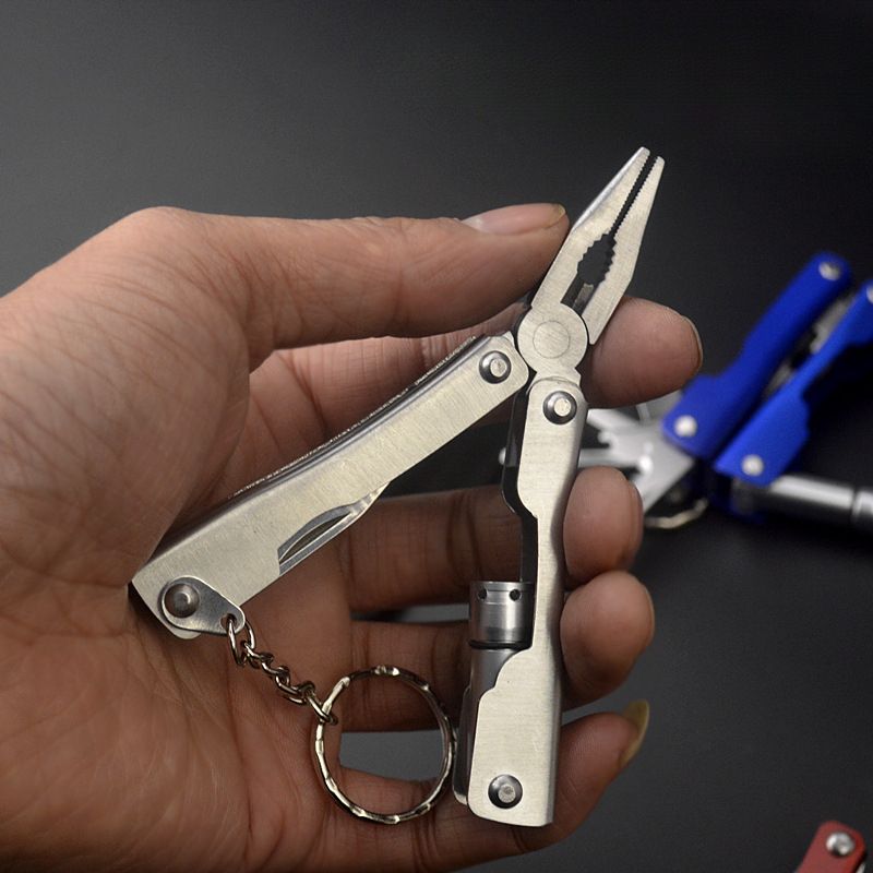 Silver Multi-Functional Tail LED Small Multi-Tool With Light, Folding Pliers_voghion.com