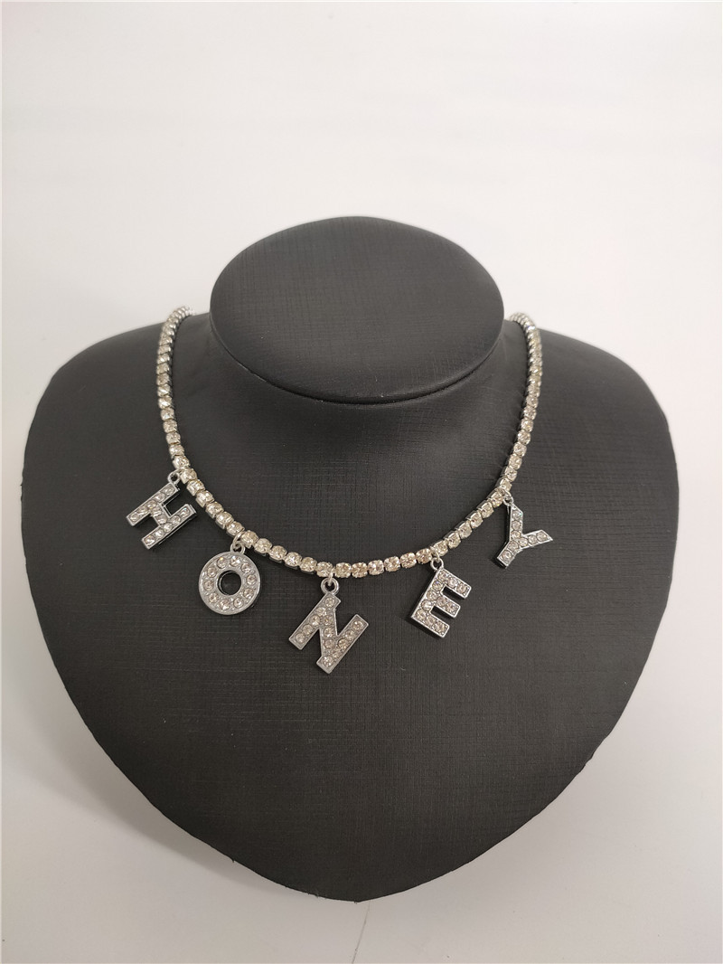 sources rhinestone bright diamond flash diamond letter combination pendant single row diamond necklace fb1543_voghion.com
