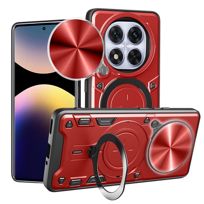 Metallring-Magnet-Autohalterung Kamera-Schutzhülle für Xiaomi Note 14 Pro 4G + Redmi 14C 14R A3 Rotierende Halterabdeckung_voghion.com