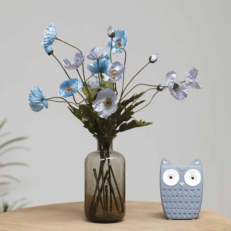 Simuléiert Blumm Amerikanesch Hierscht Retro Mohnblumm Reesklappen Bouquet Fotografie Heem Hochzäit Wunnzëmmer Mohn_voghion.com