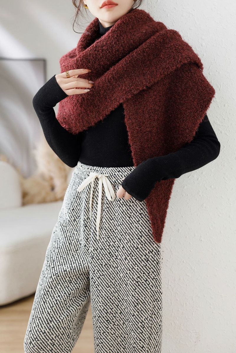 2025 Winter New High-End Hundred Lazy Wind Casual Mehrschichtiger Strickschal Wolle Damen Warmer Schal_voghion.com
