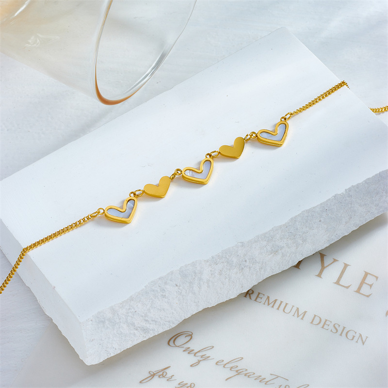Korean fashion simple personality all-match niche chain smooth heart splicing beach style jewelry titanium steel anklet_voghion.com