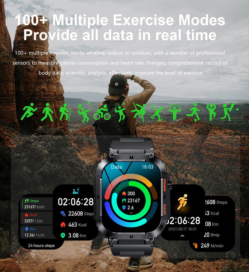 K57PRO Smart Watch With Bluetooth Calling, Health Monitoring (Blood Pressure/Oxygen), IP68 Waterproof, 1.4" HD Touch Screen_voghion.com