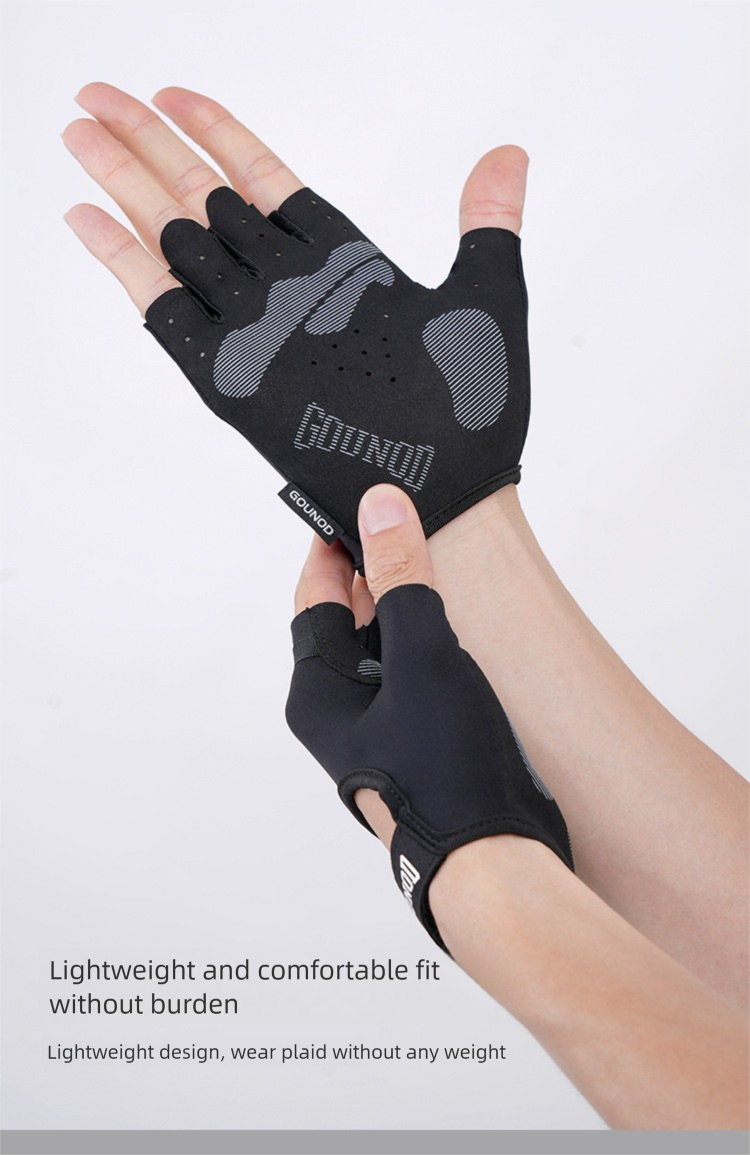 GOUNOD Sport Halbfinger-Einfachstangen-Silikon-Handflächenpolster, rutschfest, dünn, atmungsaktiv, für den Sommer, Outdoor-Radhandschuhe_voghion.com