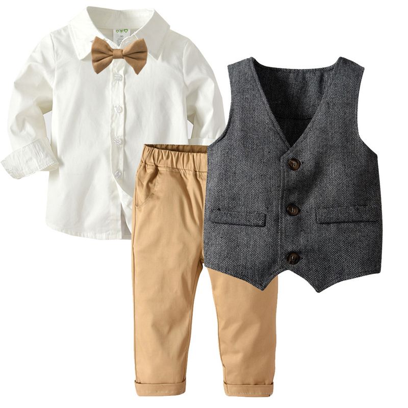 Camicia a maniche lunghe da ragazzo, gilet a strati, pantaloni, papillon da gentiluomo, abito da festa di compleanno per bambini_voghion.com