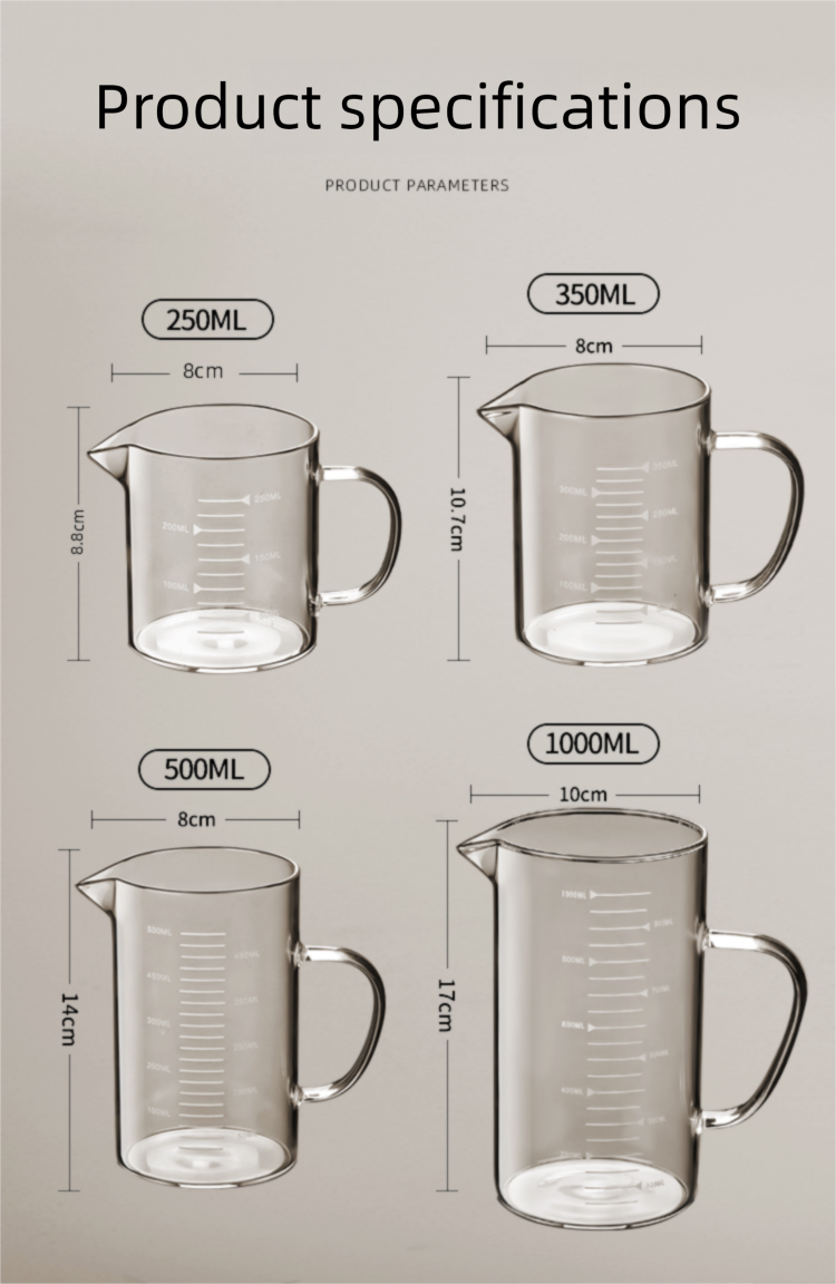 Tazza graduata per latte, acqua, farina d'avena, per bambini, adatta al microonde, per la misurazione in vetro borosilicato ad alta densità_voghion.com