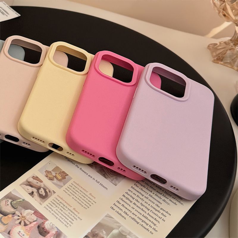Coque de téléphone en silicone couleur unie inspirée de la dopamine pour iPhone 16, 15, 14 Plus, 13, 12, 11 Pro Max, style coréen, résistante aux chocs et souple_voghion.com