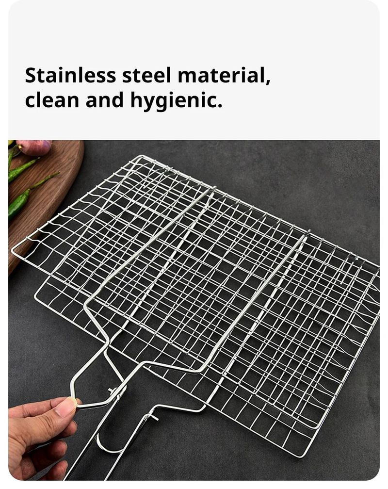 304 Roestvrij Staal BBQ Mesh Niet-stick Grillen Mand Grill Mesh Mat Vlees Plantaardige Steak Picknick Party Barbecue Tool_voghion.com