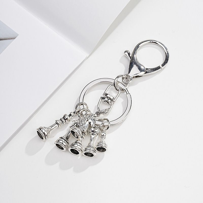 Portachiavi creativo con ciondolo in metallo galvanizzato a forma di scacchi retrò, portachiavi per auto e borsa_voghion.com