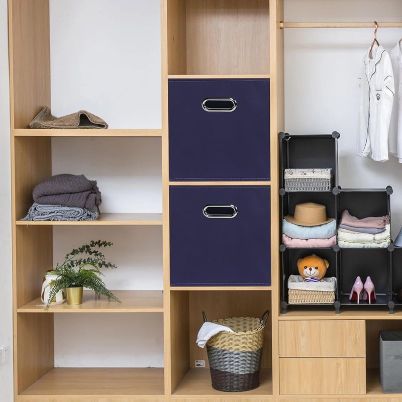 Contenitore portaoggetti pieghevole in tessuto con manici - Scatola organizer quadrata per cassetti dell'armadio e casa (multiuso, salvaspazio, antipolvere, grande capacità)_voghion.com