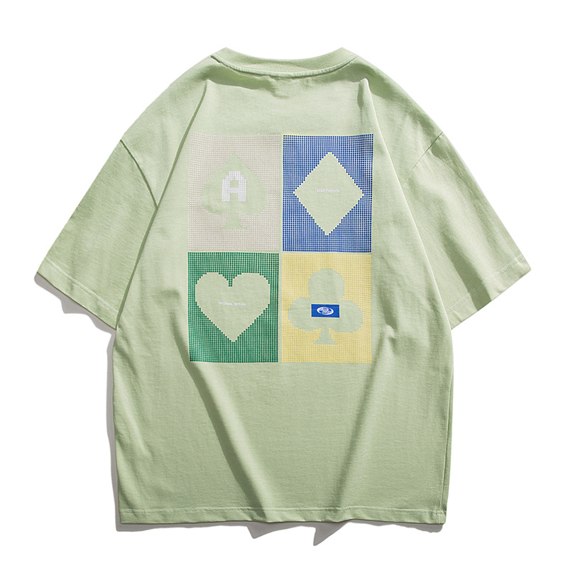 Sigong foam print heren nieuwe zomer trend label oversized losse pasvorm casual paar halve mouwen T-shirt met korte mouwen_voghion.com
