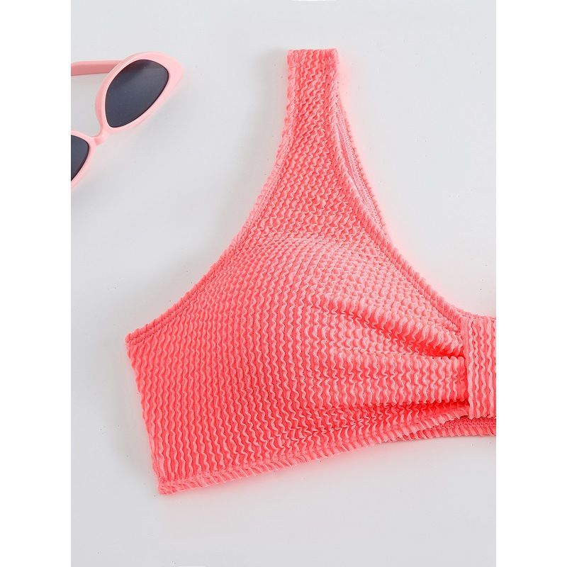 Separate Solid Color Bikini With High Waist Cover_voghion.com