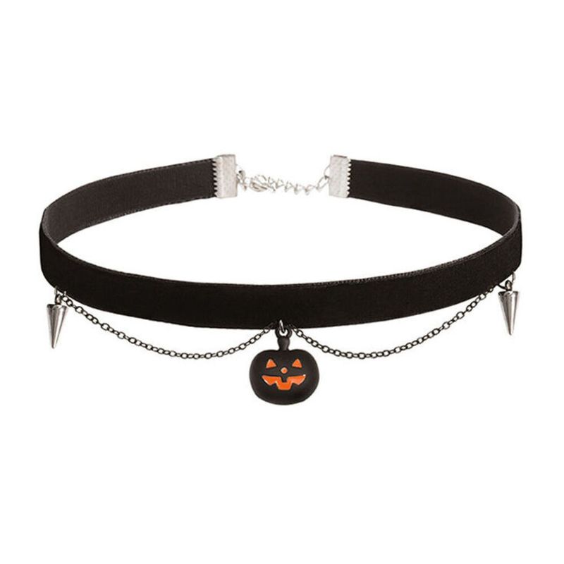 Collana girocollo di Halloween con design di gioielli da donna 2025, nuova catena nera con clavicola a forma di zucca_voghion.com