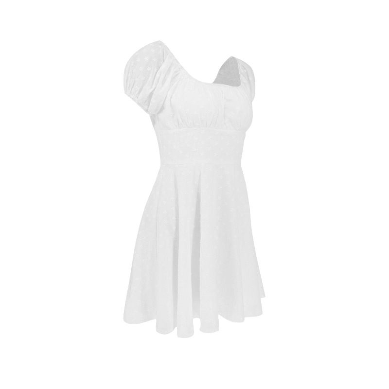 AC250 2024 Neue INS frauen Sommer Französisch Stil Elegante Square Neck Rüschen Taille Cinched Kleid Falten Outfit Synonyme_voghion.com