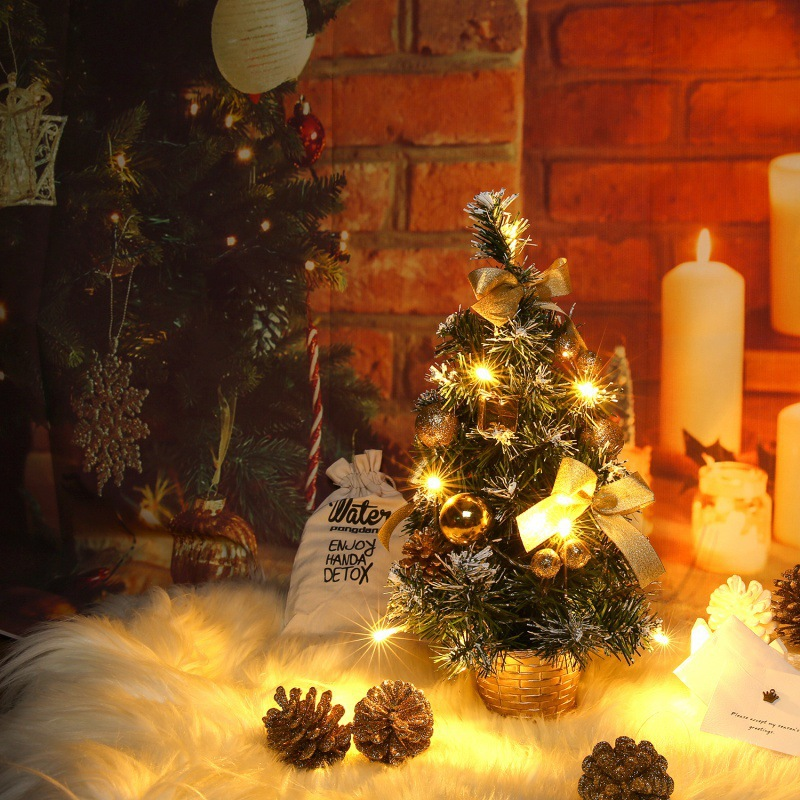 Lüks Altın Noel Masaüstü 40 CM Yemek Masası Dekoratif Lamba ins Yeni Yıl Dekorasyon Premium Mini Ağaç_voghion.com