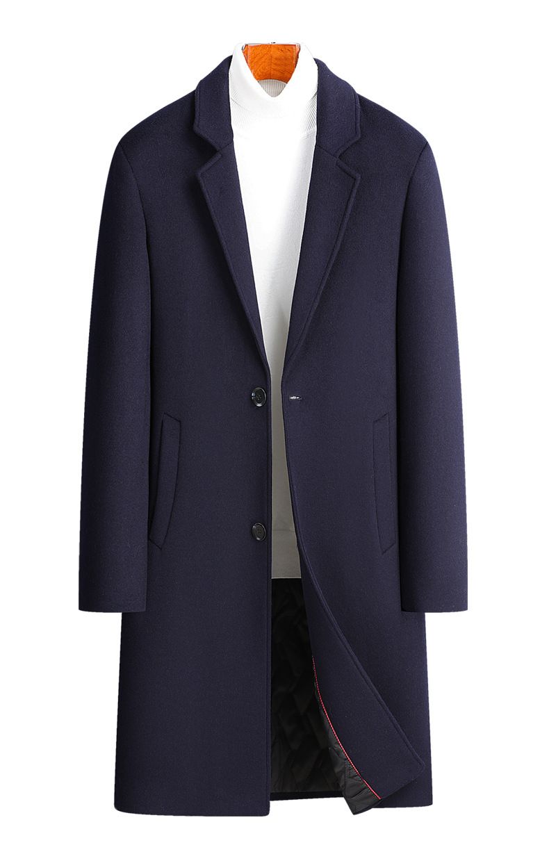 Abrigo de lana de longitud media para hombre, cuello de traje, abrigo informal de lana, chaqueta para hombre, talla grande, abrigo de algodón y grueso._voghion.com