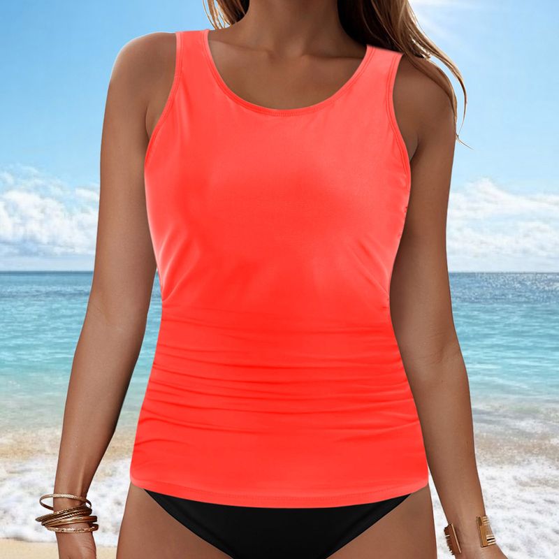 Women's Clothing Solid Color Split Swimsuit Solid Color Sexy Bikini Beach Hot Spring Swimsuit Single Top_voghion.com