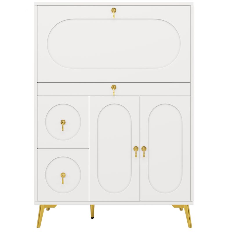 Küchenschrank Weiß 100x140cm Con Falttüren, Multifunktionaler Stauraum_voghion.com