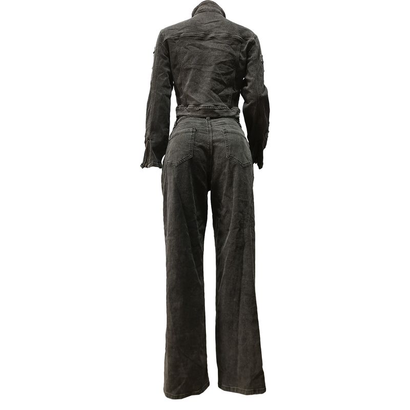 Women's Clothing New Cross Washed And Burned Western Elastic Casual Denim Suit_voghion.com