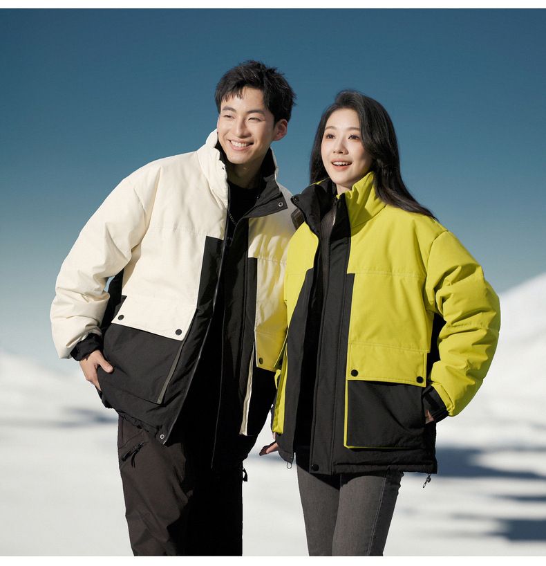 Unisex fashion trend, fashionable color matching, versatile white duck down jacket, youth casual warm jacket men_voghion.com