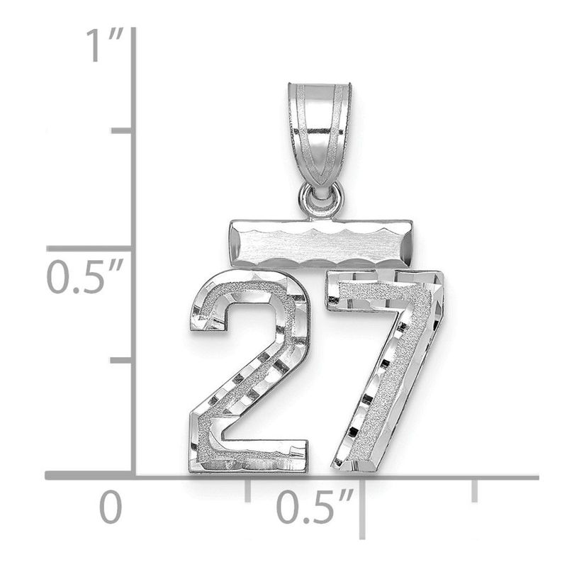 14kw Small Brushed Diamond-cut Number 27 Charm_voghion.com