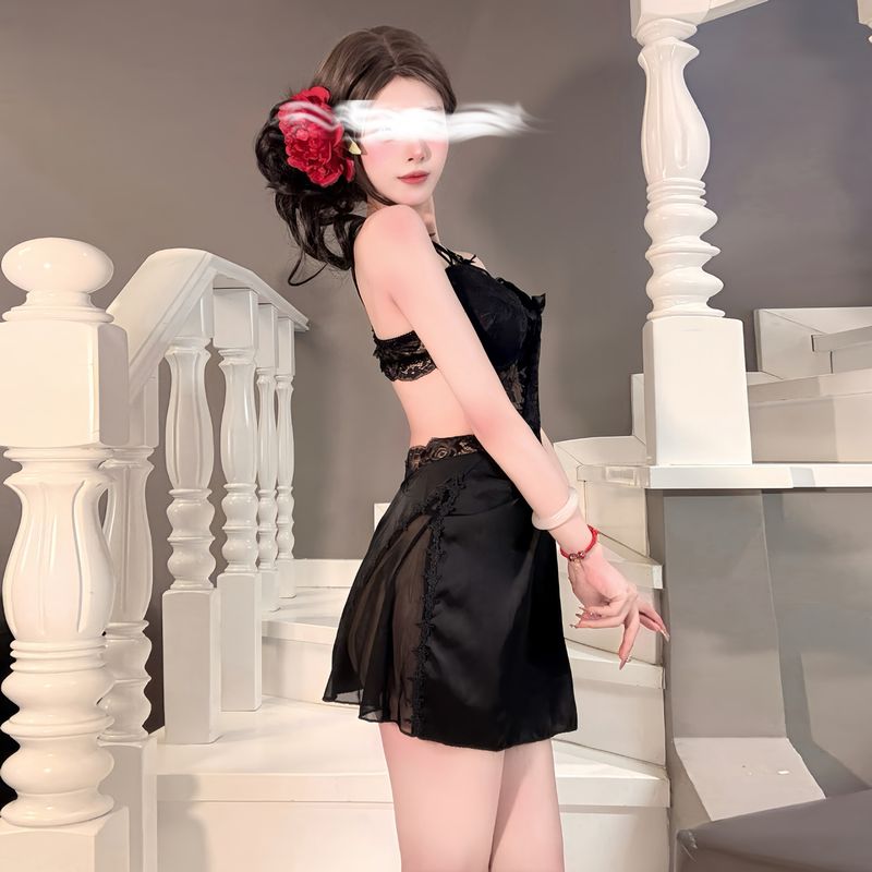 Altın Gece Eğlencesi İç Çamaşırı Askılı Gecelik İçi Boş Güzel Sırt Pijama Ev Sabahlığı Göğüs Pedi Qqny Dantel_voghion.com