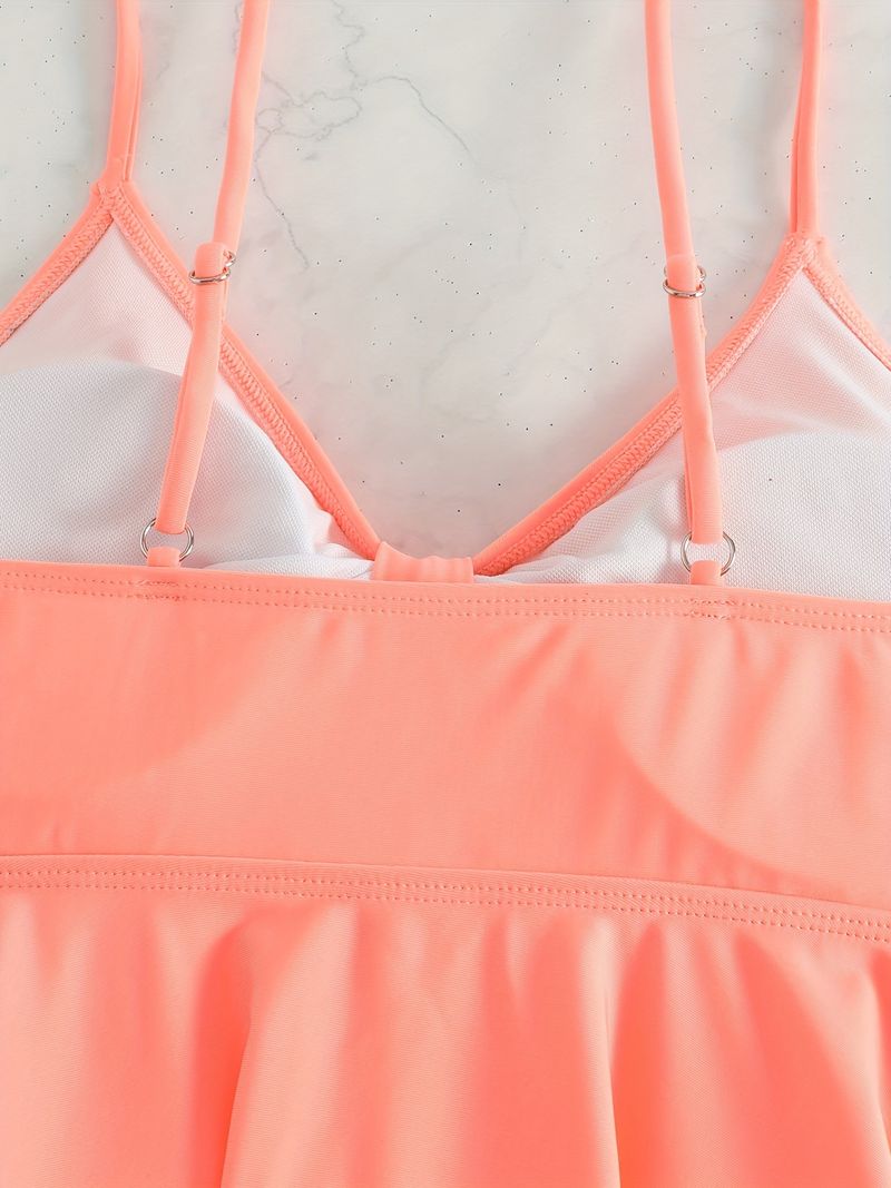 Badekleid in Übergröße mit Bikinihose – schlichter und sexy zweiteiliger Badeanzug (Bauchkontrolle, Blumenmuster, hohe Taille, LSF 50+, Strand und Pool)_voghion.com