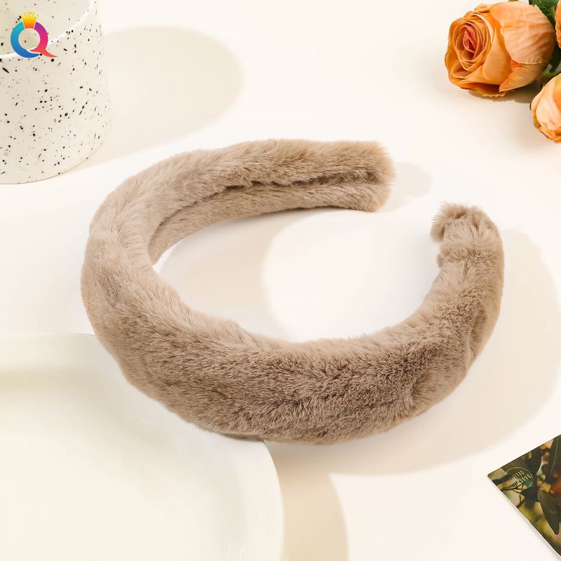 Fascia per capelli in pelliccia di coniglio abbinata per donna con elevata pressione cranica, lavaggio del viso, fascia per capelli, accessori per capelli all'ingrosso_voghion.com