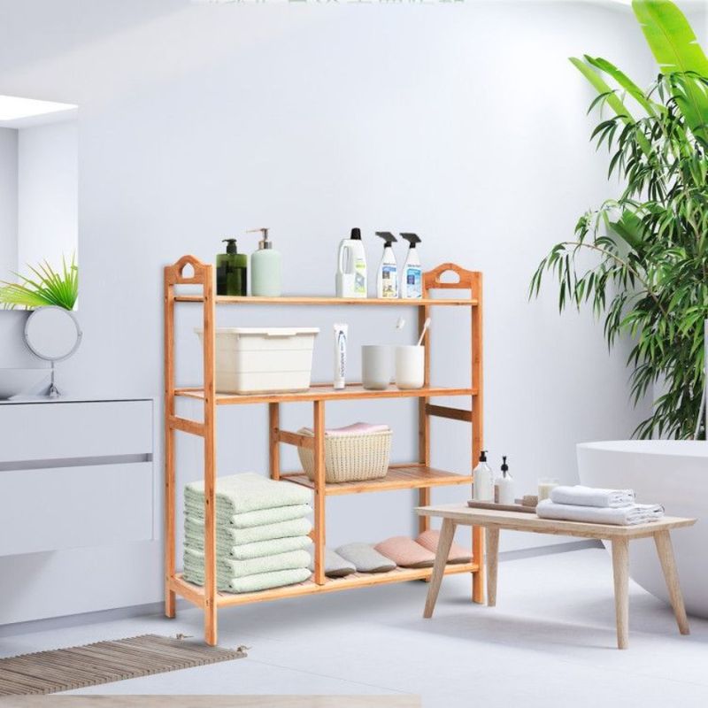 Shoe Multifunction Entryway Hallway For 4 Storage Bamboo Tiers Rack_voghion.com