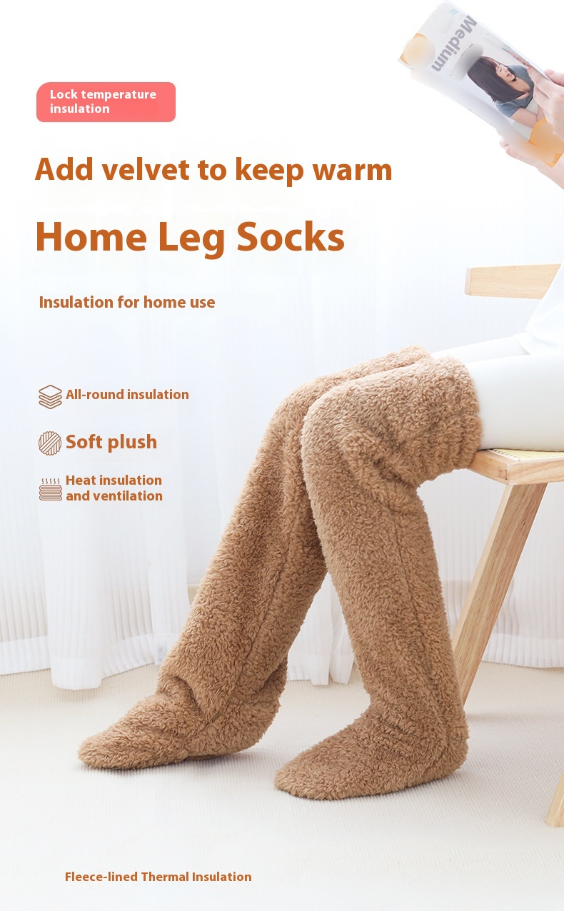 Ginocchiere per il calore Vecchie gambe fredde Isolamento delle articolazioni del ginocchio Calzini lunghi per dormire Protezioni per le gambe Calzini spessi Calzini da pavimento_voghion.com