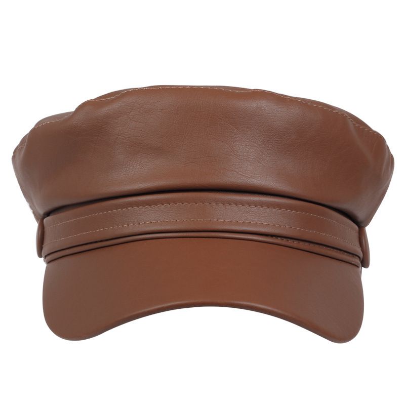 Trendy fashionable PU fl top beret British trendsetters, handsome octagonal for men women, casual and trendy hip-hop_voghion.com