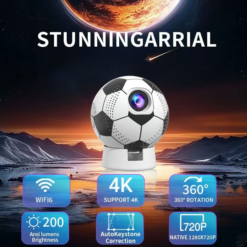 Projecteur portable Android intelligent transfrontalier 720p/4K avec mise au point automatique pour la maison et le bureau_voghion.com