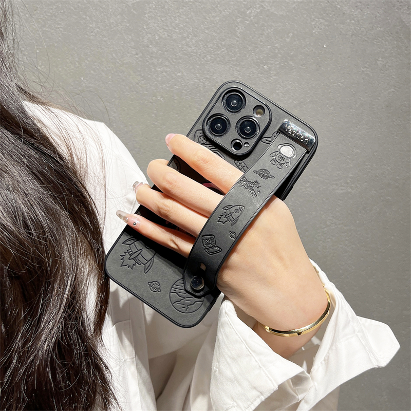 Laser Astronaut Wrist Strap Holder Leather Case for IPhone 15 14 13 12 Pro Max Plus 11 15Pro 14Pro IPhone15 I15_voghion.com