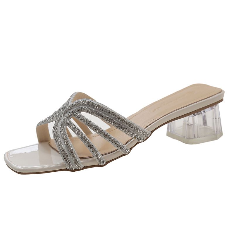 Sandali da spiaggia romani stile fata con tacco spesso trasparente e strass, nuovi modelli da donna primavera estate 2025_voghion.com