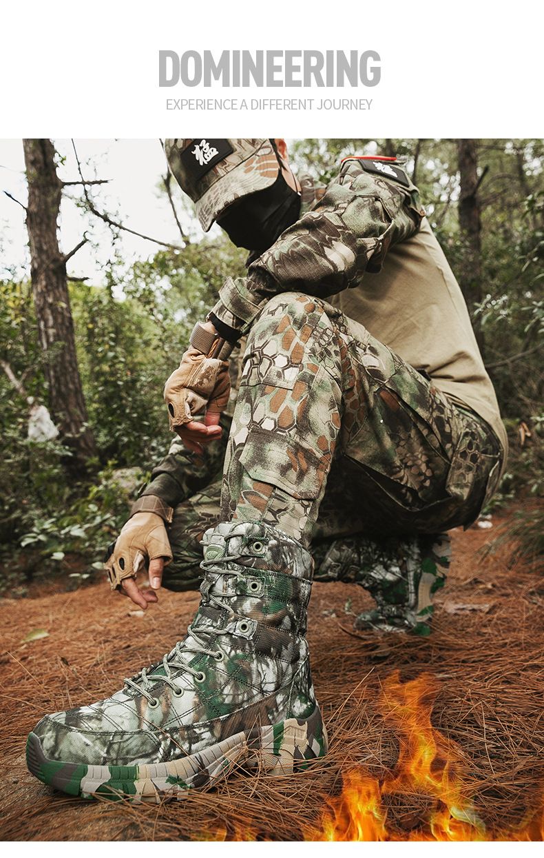 Scarponi da combattimento da uomo, scarponi mimetici da esterno, scarponi da trekking alti da uomo, scarponi tattici da uomo, scarponi da trekking da allenamento da uomo_voghion.com