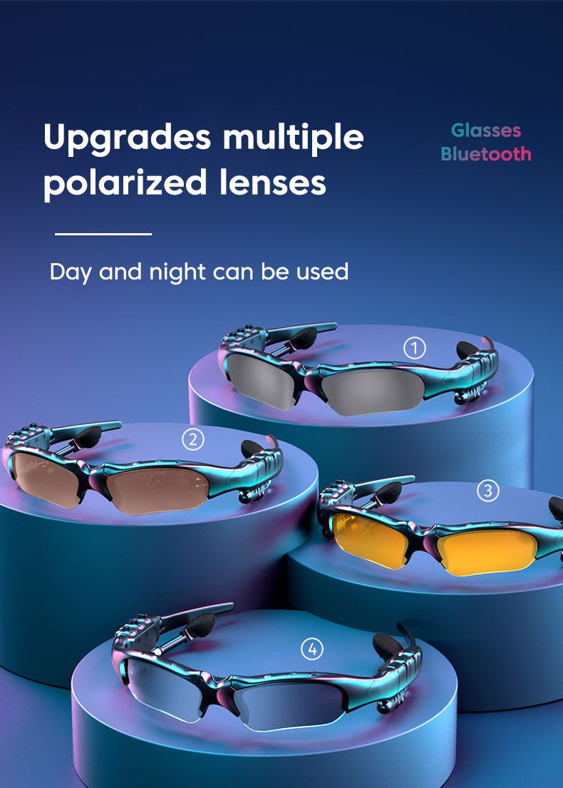 Ochelari de soare sport pentru bărbați, ochelari de soare polarizați Bluetooth inteligenți, portabili, fără fir, cu microfon, pentru căști, ochelari de soare sport_voghion.com