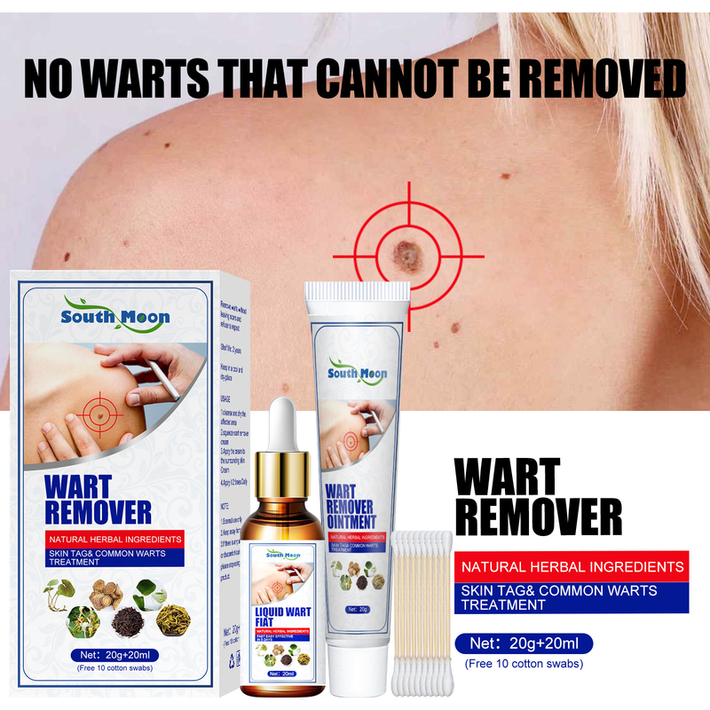 South Moon wart solution combination pack to remove acupoint warts, filiform warts, especially flat warts, fleshy thorns, corns eye cream essence_voghion.com