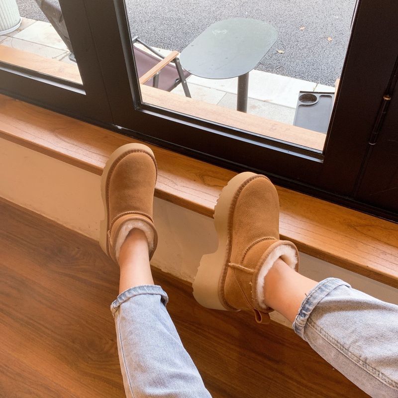 New autumn winter for women with soles, mermaid slope heels, increased height, thick wool, snow cotton, and warm mini_voghion.com