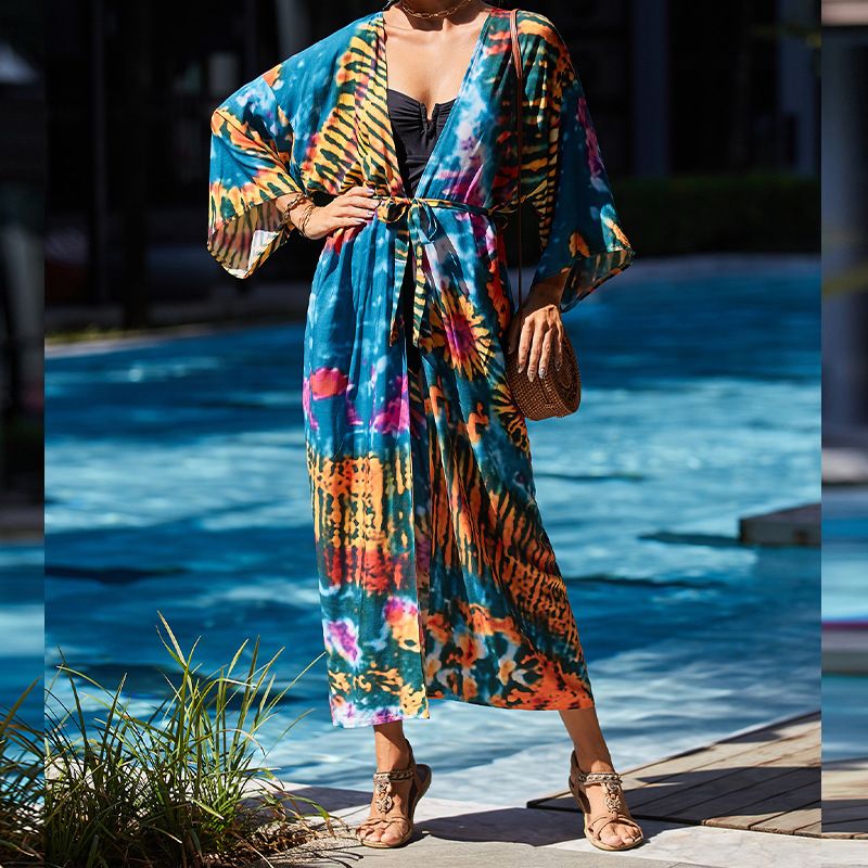 Strand-Kimono aus weicher Baumwolle für Damen – Leichter Sonnenschutz-Bademode-Überwurf für Urlaub, Pool, Bikini und Resort_voghion.com